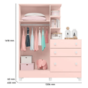 Ver imagem 4 de Jogo de Quarto Infantil Guardo Roupa Cômoda e Berço Doce Sonho Qmovi:Rosa