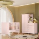 Ver imagem 2 de Jogo de Quarto Infantil Guardo Roupa Cômoda e Berço Doce Sonho Qmovi:Rosa