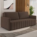 Ver imagem 2 de Sofá Cama Retrátil para Sala de Estar 220cm Porthos M03 Veludo Marrom - Lyam Decor