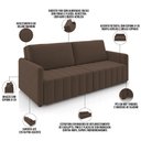 Ver imagem 4 de Sofá Cama Retrátil para Sala de Estar 220cm Porthos M03 Veludo Marrom - Lyam Decor
