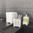 Ver imagem 2 de Kit Pia 3 Peças Lixeira Dispenser Porta Talher Cozinha - Stolf