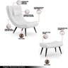 Conjunto Poltrona e Puff Decorativo Sala de Estar Pés Palito Letty Pu Branco G19 - Gran Belo - 6