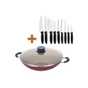 Ver imagem 1 de KIT - Panela WOK 6L Alumínio 36 cm Paris Vermelho + 1 Conjunto Facas 9pç - Tramontina