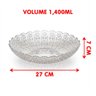 Fruteira Saladeira Vidro Redonda Centro Mesa Cozinha 1,400ml - 2