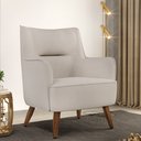 Ver imagem 2 de Poltrona Decorativa Fixa Pés de Madeira Isabella D02 Linho Cru B-443 - Lyam Decor