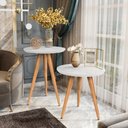 Ver imagem 1 de Conjunto 2 Mesas Classic para Sala com Pés Estilo Retrô Palito - Branco