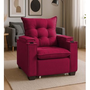 Poltrona Papai Reclinável Pulse Porta Copos Carregador Usb Vermelho