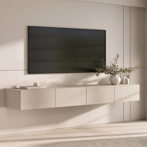 Rack Suspenso para TV até 75 Polegadas Planejado 210cm Aruá CabeCasa MadeiraOriginals Off White