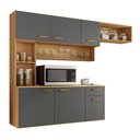 Ver imagem 1 de Kit Cozinha Compacta Suspensa Manu 6 Portas Moderna Premium Completa Cor Freijo Grafite Acetina