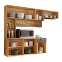 Ver imagem 3 de Kit Cozinha Compacta Suspensa Manu 6 Portas Moderna Premium Completa Cor Freijo Grafite Acetina
