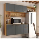 Ver imagem 2 de Kit Cozinha Compacta Suspensa Manu 6 Portas Moderna Premium Completa Cor Freijo Grafite Acetina
