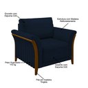 Ver imagem 3 de Kit 2 Poltronas Decorativas Sala de Estar 102cm Pés Madeira Roya M22 Veludo Azul Marinho - Mpozenato