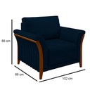 Ver imagem 4 de Kit 2 Poltronas Decorativas Sala de Estar 102cm Pés Madeira Roya M22 Veludo Azul Marinho - Mpozenato