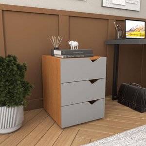 Gaveteiro 3 Gavetas Porto Cinza e Freijó Politorno