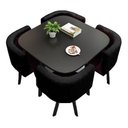 Ver imagem 4 de Mesa de Jantar Minimalista com 4 Cadeiras Compacta 1m2:base da Cadeiras Negras com Ecocuero/preto Re
