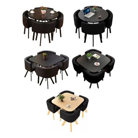 Mesa de Jantar Minimalista com 4 Cadeiras Compacta 1m
