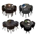 Ver imagem 3 de Mesa de Jantar Minimalista com 4 Cadeiras Compacta 1m2:base da Cadeiras Negras com Ecocuero/preto Re