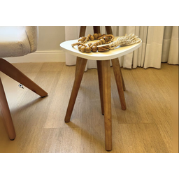 Mesinha Lateral Redonda Sala Pé Palito Retro Decorativa Tampo Orgânico - 1