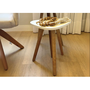 Mesinha Lateral Redonda Sala Pé Palito Retro Decorativa Tampo Orgânico