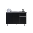Ver imagem 1 de Armário P/ Pia Inox 120cm Preto 3 Portas 1 Gaveta S/ Tampo