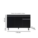Ver imagem 4 de Armário P/ Pia Inox 120cm Preto 3 Portas 1 Gaveta S/ Tampo