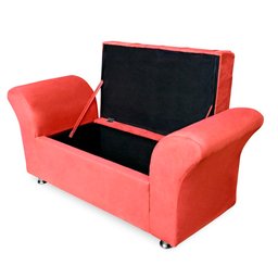 Calçadeira Baú Veneza Casal 140cm Suede - Ecotec Decor:Vermelho - 2
