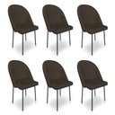 Ver imagem 1 de Kit 6 Cadeiras Poltrona de Jantar Ariel Suede Marrom Pés de Ferro Preto - Pallazio