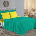 Ver imagem 1 de Jogo de Cama Casal Viúva Nobre 4 Peças Malha 100% Algodão - Jade / Amarelo