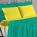 Ver imagem 2 de Jogo de Cama Casal Viúva Nobre 4 Peças Malha 100% Algodão - Jade / Amarelo