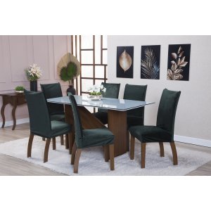 Kit Capa de Cadeira 2 Peças Suede Veludo Sala de Jantar Protege o Estofado Renova o Visual Verde Mus