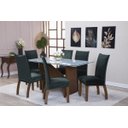 Ver imagem 1 de Kit Capa de Cadeira 2 Peças Suede Veludo Sala de Jantar Protege o Estofado Renova o Visual Verde Mus