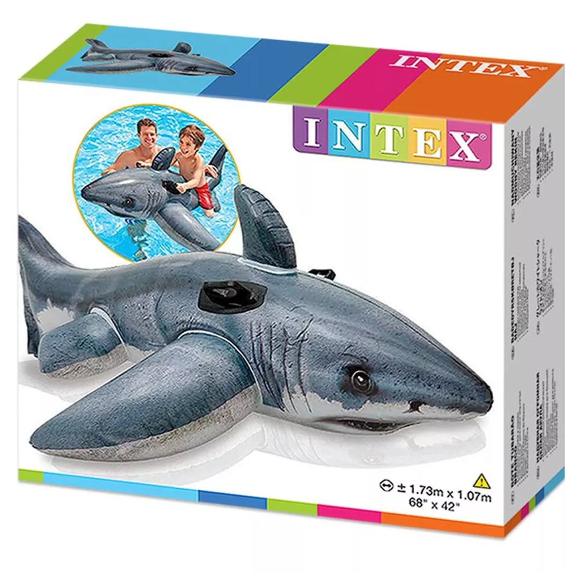 Bóia Inflável Tubarão Realistic Intex para Piscina 173x107cm:cinza - 5