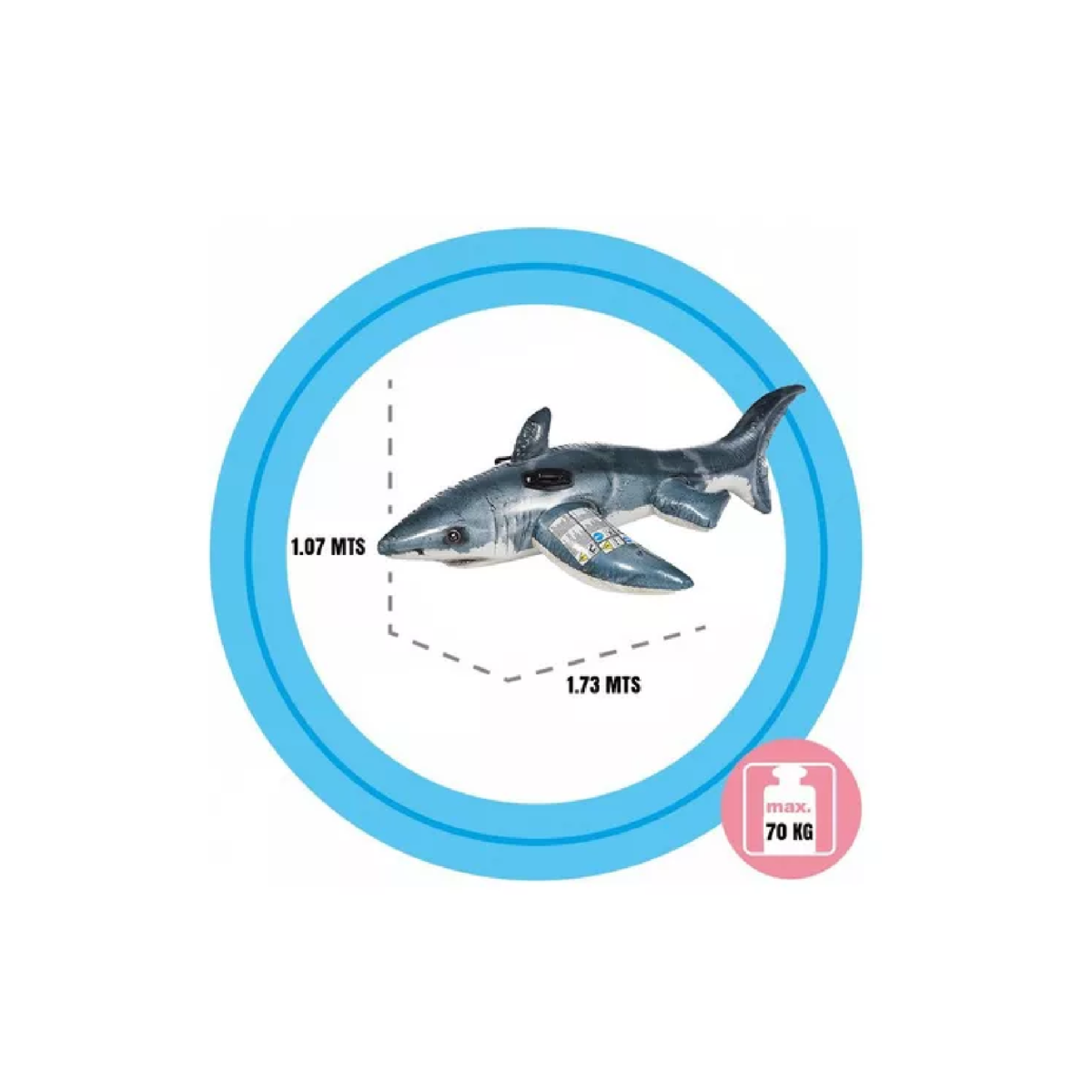 Bóia Inflável Tubarão Realistic Intex para Piscina 173x107cm:cinza - 6