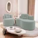 Ver imagem 2 de Kit Sofá e Poltrona Orgânica Living Bob com Almofadas Bouclê Verde Menta - Desk Design