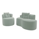 Ver imagem 1 de Kit Sofá e Poltrona Orgânica Living Bob com Almofadas Bouclê Verde Menta - Desk Design
