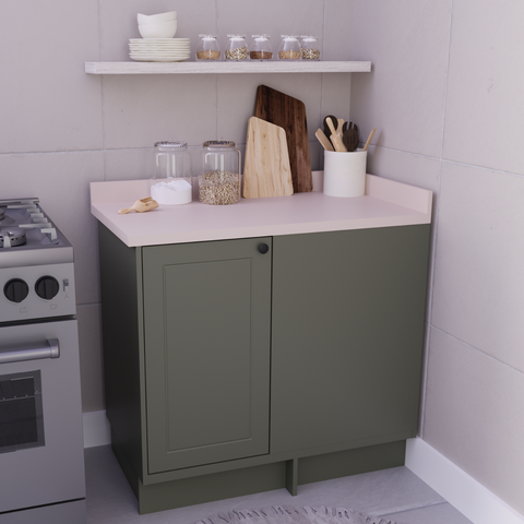 Balcão de Canto Cozinha 100% MDF sem Tampo Sevilha Herval Verde/Hill