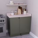 Ver imagem 1 de Balcão de Canto Cozinha 100% MDF sem Tampo Sevilha Herval Verde/Hill