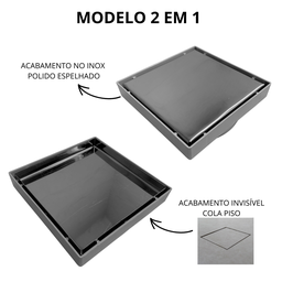 Kit Ralo Linear Banheiro 5x80 + Ralo 15x15 Inox Oculto Cinza Box Lavabo Dentro e Fora - 5