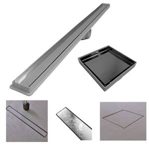 Kit Ralo Linear Banheiro 5x80 + Ralo 15x15 Inox Oculto Cinza Box Lavabo Dentro e Fora