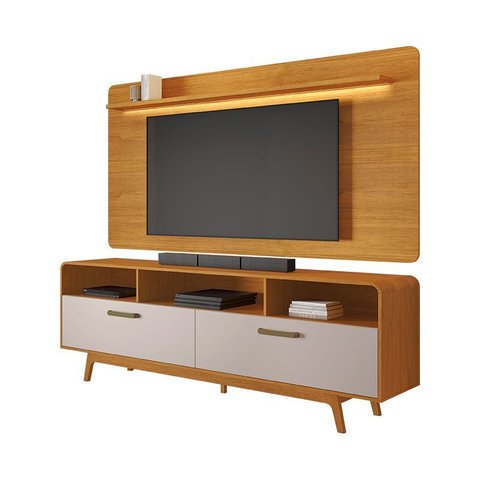 Rack e Painel para Tv até 70 Polegadas Cristal Jcm Móveis Cinamomo/off