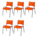 Ver imagem 1 de Cadeira Iso Base Cinza Escola, Escritório Laranja Kit 5 Un