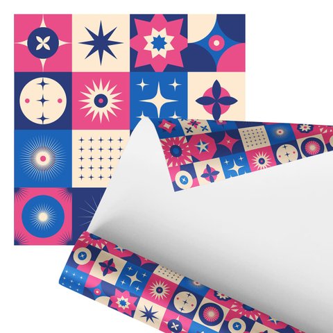 Papel de Parede Adesivo Abstrato Arabesco Rosa Azul 2,80m