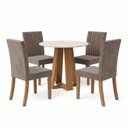 Ver imagem 3 de Conjunto Sala de Jantar Mesa Lisa 90cm com Tampo MDF Redonda 4 Cadeiras Lily