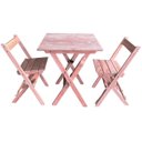Ver imagem 1 de Conjunto Mesa Dobrável 60x60 Cm com 2 Cadeiras em Madeira Maciça - Cru
