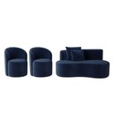 Ver imagem 2 de Conjunto Decorativo 02 Poltronas + Sofá Curvo Orgânico Nature Gaia Veludo Azul Marinho - Montanaris