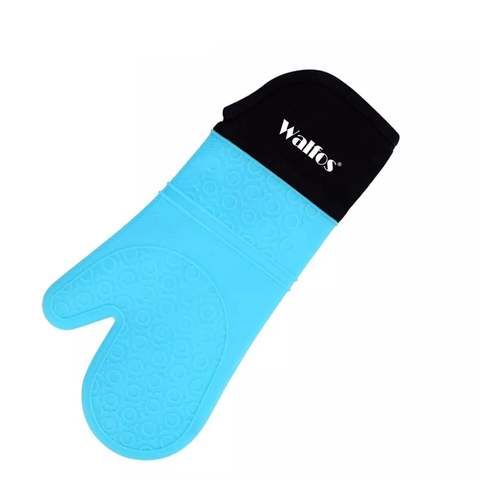 Luva de Silicone Resistente Ao Calor Walfos para Forno e Churrasco Elashopp Azul