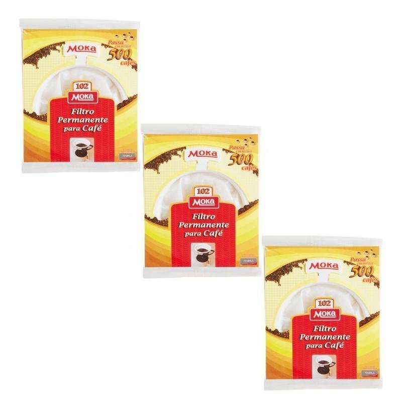 Kit Com 3 Coador Moka Filtro Permanente Para Café 102