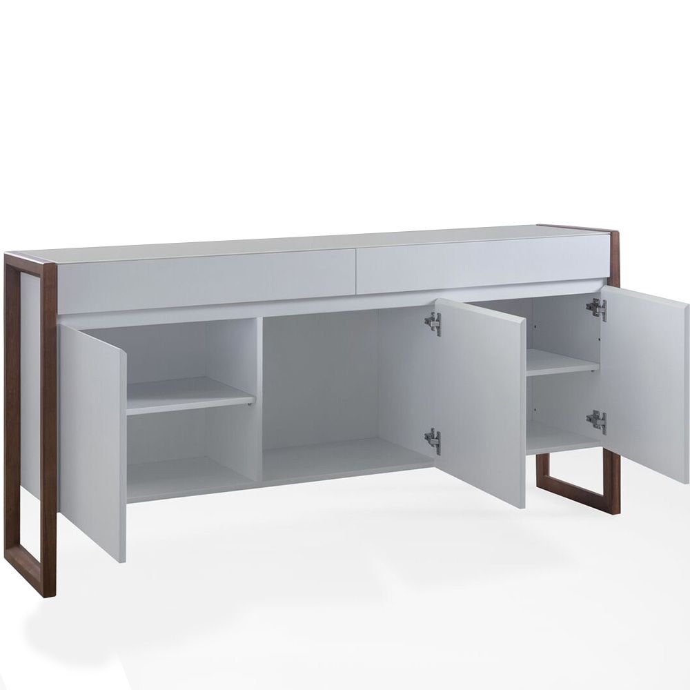 Buffet Quadro 3 portas e 2 gavetas - 4 portas e 3 gavetas Djorge 130cm Laca - Off White - 12