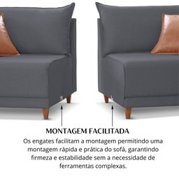 Sofá Living Canela 4 Lugares 245 cm Linho - 8