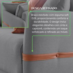 Sofá Living Canela 4 Lugares 245 cm Linho - 7